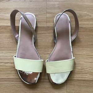 Zara Trafaluc Sandals Neon Yellow Silver Size 8